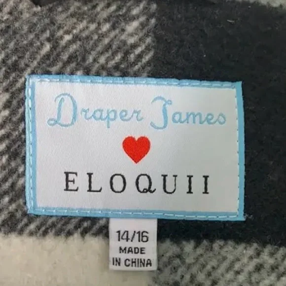 Draper James Eloquii Buffalo Plaid Large Checkered Cape Poncho Black White 14/16